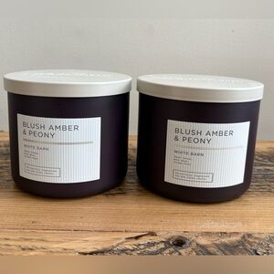 White Barn Blush Amber & Peony Candle - Deep Purple ~ Lot of 2 NIB